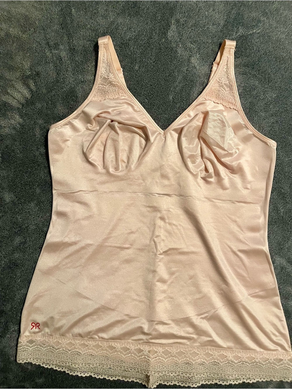 Ruby Ribbon Style 1023 Blush Pink Lace-Trim Shaping Pin Up Camisole Built In Bra